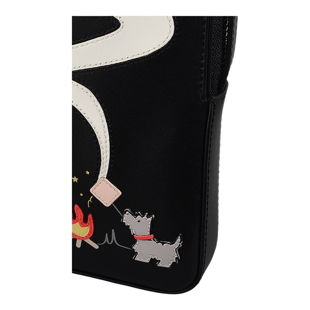 RADLEY LONDON Black Purse Crossbody Bag Scotty Dog Campfire Design Arts - Picture 7 of 15